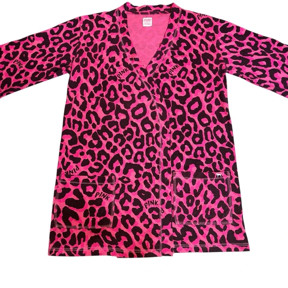 Victoria's Secret Pink Black Leopard print Robe, Size‎ XS